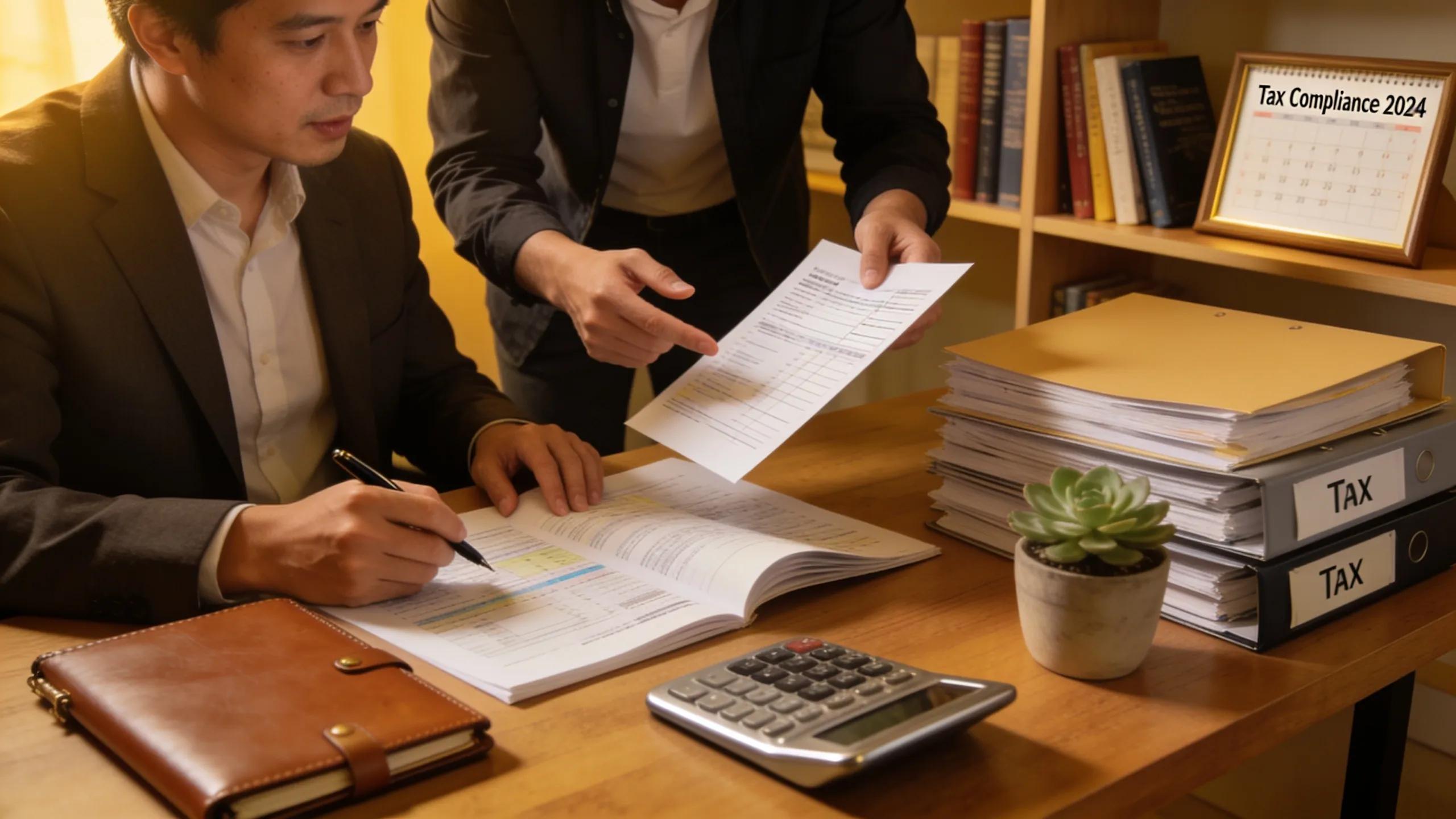 Expats consulting on tax compliance with a financial advisor